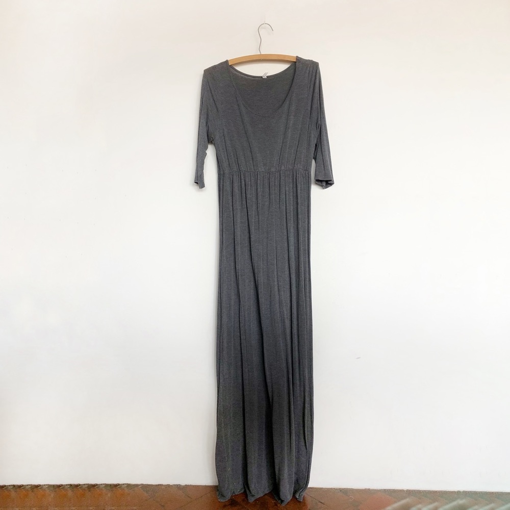 Gray pink blush maternity maxi dress